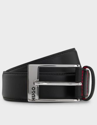 HUGO BOSS Mens HUGO Barney Mens Patent-Leather Belt with Red Lining - Black 001 - Size: W36