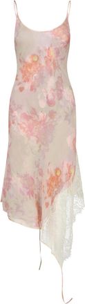 Diesel Asymmetrical Hem Midi Dress with Floral Print