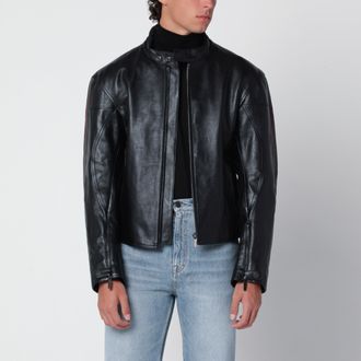 Gucci Giacca biker nera in pelle di vitello