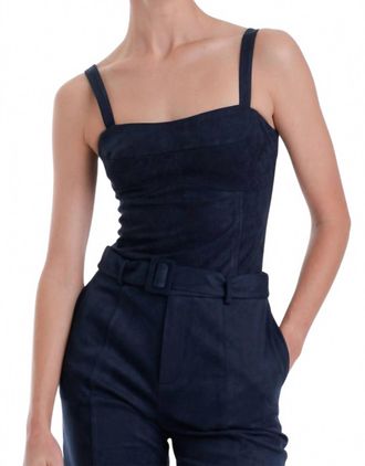 Karina Grimaldi Veronica Suede Bodysuit In Midnight