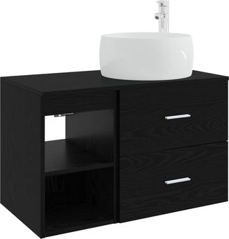 vidaXL Juego De Muebles De Ba&ntilde;o 2 Uds. Roble Negro Vidaxl