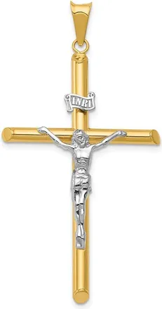 Diamond2Deal 14k Two-tone Gold Polished Jesus Crucifix Pendant