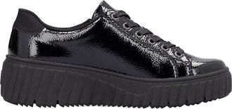 Rieker Womens Crashlack Patent Leather Shoes In Nero/schwarz/black