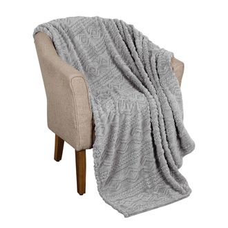 Superior Arctic Boho Knit Jacquard Fleece Throw Blanket Medium Weight Fluffy Bedding by Superior
