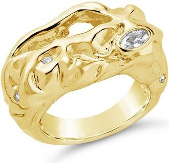 Sterling Forever 14K Plated Cz Sasha Statement Ring
