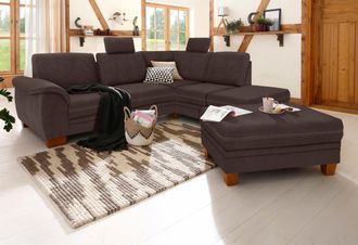 HOME AFFAIRE Ecksofa »Husum L-Form« mit Sitztiefenverstellung, Federkern-Polsterung und Kontrastnaht