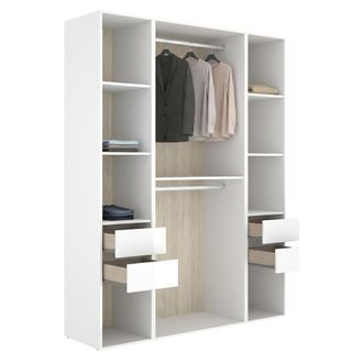 Dmora Gran Armario Gardiner Para Dormitorio: 7 Estantes, Ropa, 4 Cajones, 45x205h Cm Blanco