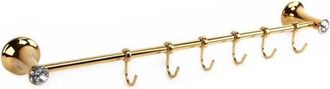 Trade Shop Trade Shop - Porta Asciugamani 6 Ganci Supporto Arredo Bagno Casa Cucina Dorato Oro Dgo-100