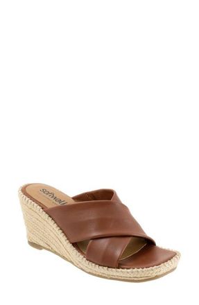 Softwalk Hastings Espadrille Platform Wedge Slide Sandal in Cognac at Nordstrom, Size 10.5