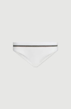 Brunello Cucinelli Techno jersey bikini bottoms with monili in White at Nordstrom, Size 48 It