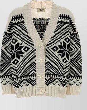 Max Mara wool oversized jacquard v-neck cardigan