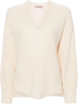 Twinset V-hals Truien - Dames - V-hals truien - Beige - S - Wol - Truien & Vesten