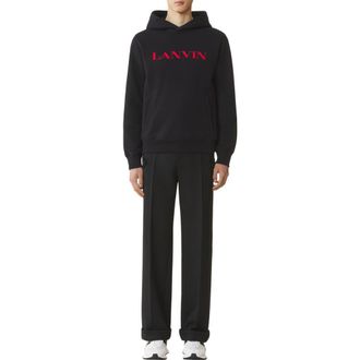 Lanvin Embroidered Cotton Hoodie in Black at Nordstrom, Size Xx-Large