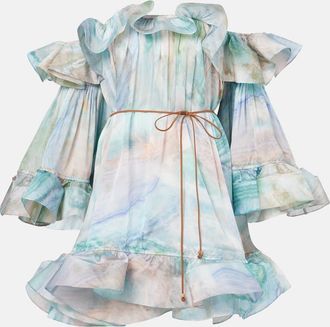 Zimmermann Abito corto Illuminate Flounce in seta