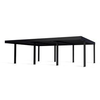 Palram Oslo 20 x 30 Feet Carport Kit - Black Structure Grey Panels - L901 cm