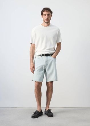 Mango Bermuda denim dritti blu bleach - Uomo - 44 - MANGO MAN