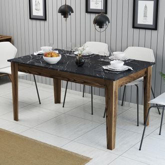 Dmora Mesa Fija Viverone, 6 Plazas, Forma Rectangular, Peso Soportado 120 Kg, 145x88x75h Cm Marr&oacute;n Nogal