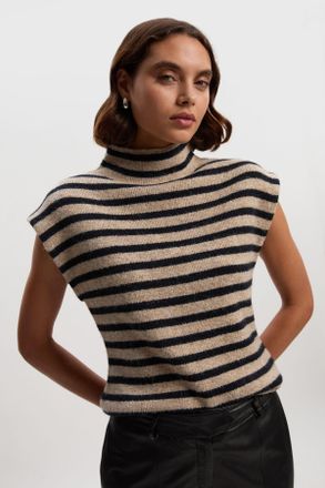 Karen Millen Womens Wool Blend Stripe Cosy Knit Sleeveless Tank Top - Multicolour - Size Large