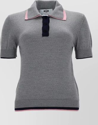 Msgm short sleeve top contrasting collar design