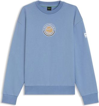 BOSS Cotton-terry sweatshirt with tennis artwork