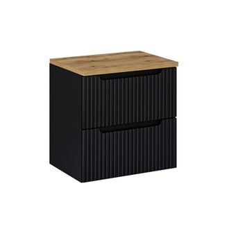Petits Meubles Mueble bajo lavabo 2 cajones encimera estratificado Negro marr&oacute;n