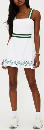 Beach Riot Miriam Active Skirted Romper in Racquet White at Nordstrom, Size X-Large