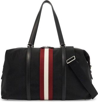 Bally Logo Patch Striped Travel Bag