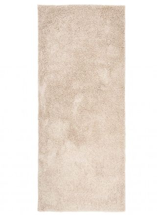 Tapiso Alfombra de pasillo dormitorio beb&eacute; beige shaggy 80 x 300