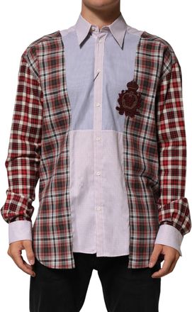 Dolce & Gabbana Multicolor Cotton Collared Checkered Mens Shirt