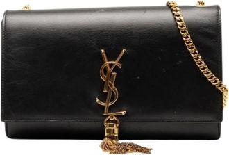 Saint Laurent Pre-owned Cross Body Bags, female, Black, Size: ONE SIZE Pre-owned Leather Crossbody Bag