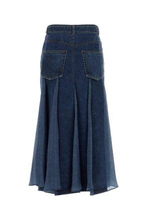 sacai Womens Denim Skirt Blue Exterior: Cotton Gonne
