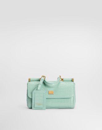 Dolce & Gabbana Mini My Sicily Handbag In Alligator - Woman Handbags Azure Onesize