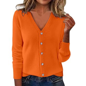 Generic Cardigans for Women Long Sleeve Open Front Lightweight Knit Sweaters Button Down V Neck Ribbed Cardigan Ladies Winter Soft Comfy Jumper Outerwear Plus