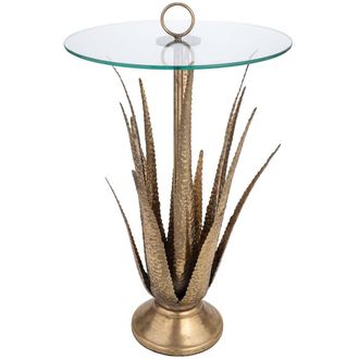 Wanderlust Deco Mesa Auxiliar De Metal Dorada 50x50x85 Cm