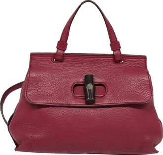 Gucci Bamboo Daily Top Handle Bag Leather Pink Leather Bag (Pre-Owned)