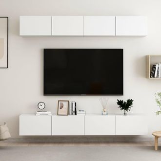 Berkfield Home TV Cabinets 4 pcs White 100x30x30 cm Engineered Wood | Size: 100 x 30 x 30 cm