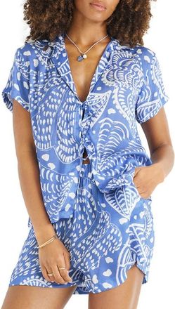 Vitamin A Kami Tie Front Cover-Up Top in Blue at Nordstrom, Size Xx-Small