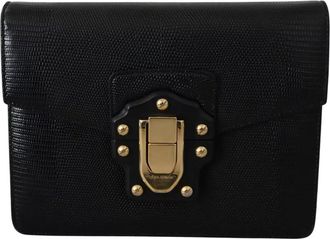 Dolce & Gabbana Black Leather Gold Metal Mini Women Purse Bag Lucia Womens Wallet (Pre-Owned)