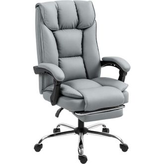 HOMCOM Pet-Friendly Leather Recliner Computer Chair with Footrest, Grey