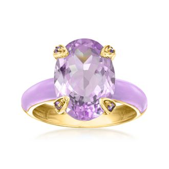 Ross-Simons Amethyst Ring With Amethyst and Pastel Purple Enamel in 18kt Gold Over Sterling
