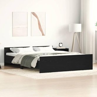 vidaXL Estructura De Cama Sin Colch&oacute;n Roble Negro 160x200 Cm Vidaxl