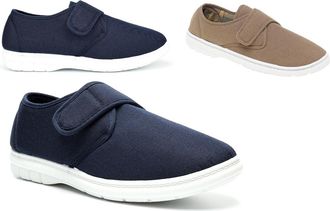 Generic Mens Comfort Shoes Size 6 Boys Shoe Size 11 Canvas Shoes Mens Canvas Shoe Pumps Pump Touch Fastening Comfort Sizes 6-12 Navy/Taupe 10 UK