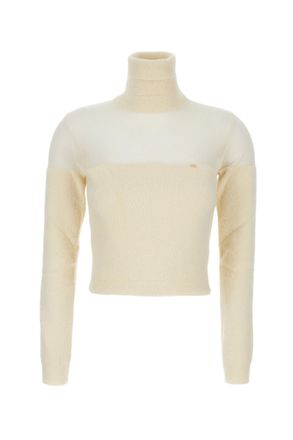 Elisabetta Franchi Fur-Effect Knit Turtleneck Sweater With Brushed Inserts