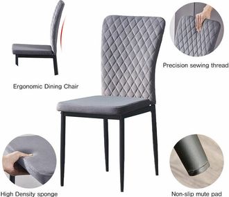 Ainpecca Ainpecca - Set of 4 Dining Chairs High Back Velvet Office Kitchen Chair Living Home-Grey