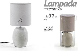Trade Shop Trade Shop Traesio - Trade Shop - Lampada Lumetto Abat-jour 15x31cm Da Tavolo E14 Base In Ceramica 2 Colori 806032