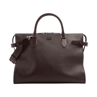 Valentino Antibes Grote Weekendtas met Dubbele Handgrepen - Heren - Weekendtassen - Bruin - ONE Size - Leer - Tassen