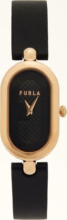 Furla Ooh Orologio Con Cassa Ovale Nero Nero Pelle + Metallo Donna