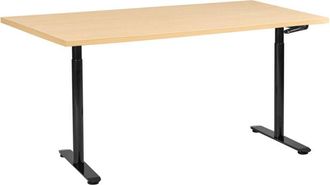 Beliani Beliani - Escritorio De Altura Regulable Manual Oficina Moderna Patas Redondas 160 X 72 Cm Tablero Marr&oacute;n Claro Base De Acero Negra Destinas