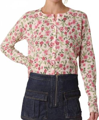 Olivaceous Emilee Floral Cardigan In Pink Red