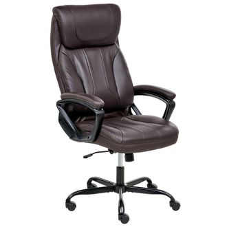 Beliani Beliani - Silla Ejecutiva De Oficina Asiento Inclinable Acolchado Grueso Piel Sint&eacute;tica Marr&oacute;n Oscuro Proud